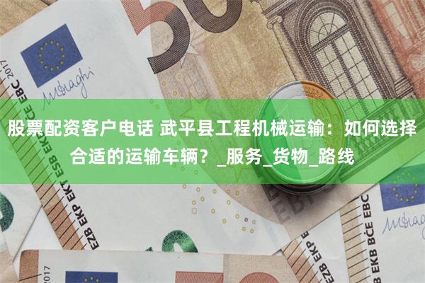 股票配资客户电话 武平县工程机械运输：如何选择合适的运输车辆？_服务_货物_路线